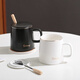 Chuanqi Ceramic Mug with Spoon Lid Coffee Cup Milk Cup Breakfast Cup Office Cup Men's and Women's Tea Cup Gold and White 400ml