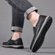 ECHI new leather shoes men's first-layer cowhide slip-on wear-resistant driving business casual shoes JST1351 black 41