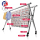 Stainless steel double pole clothes drying rack floor-standing folding retractable mobile indoor hanging clothes drying rack balcony cool quilt rack thickened stainless steel single pole 2.4 meters telescopic type + windproof hook