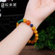 OUCERNY beeswax bracelet natural amber old beeswax southern red round beads malachite lapis lazuli single circle multi-treasure bracelet for men and women one item one certificate supports re-inspection