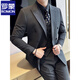 ROMON high-end customized suit men's British style double-breasted business casual suit large size three-piece formal wedding suit 338 black double-breasted single-piece suit XL (125-140Jin Jin equals 0.5 kg)