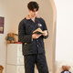 Fenton Couple Pajamas Bear Tribe IP Autumn and Winter Lapel Long Sleeve Padded and Velvet Home Clothing Set Carbon Gray-Men's L