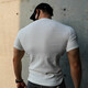 Dameitu (Dameitu) European and American style thick thread henley shirt men's heavyweight sports and leisure T-shirt fitness training slim short sleeve white L recommendation 110-130Jin Jin equals 0.5 kg