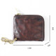 Original new original handmade genuine leather coin purse retro pleated men's short wallet zipper small wallet coin bag coffee color