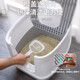 Leyoupai cat litter box fully enclosed large cat toilet anti-splash cat litter box cat sand box cat litter box gray and white