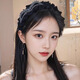 Bai Shilin Lace Velvet Rhinestone Bow Headband Women's Going Out High-end Hairband Headwear High-End Hairpin Valentine's Day Gift Black Rhinestone Bow Headband