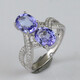 TIYA Colorful Blue Tanzanite Ring No. 13, 9K Gold Blue Tanzanite Double Tanzanite Ring R9KS5