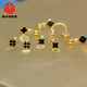 Fat Donglai's same style 18K gold earrings, four-leaf clover screws, clover, versatile earrings, Japan and Korea, small and personalized titanium steel, gold screw style, straight needle four-leaf clover pair, collect