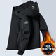 Woodpecker Jacket Men's Jacket Hooded Jacket Men's Spring and Autumn New Solid Color Youth and Middle-aged Jacket Black (Fleece Style) XL (126Jin Jin is equal to 0.5kg -140Jin Jin is equal to 0.5kg)