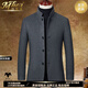 Mafanfu high-end Chinese stand-up collar cashmere jacket men's autumn and winter middle-aged business casual suit men's wool woolen coat navy blue M 170