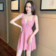 南啵丸夜场收腰遮肚子显瘦性感吊带修身连衣裙夜店女装足浴技师工作服潮 粉色 L
