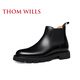 Thom Wills Chelsea Herrenstiefel echte Leder Britische Sommergeschäft Casual Boots Herren -Stiefel Schwarze E831 44/9 Größe Größe