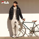 FILA Down Jacket Men's Winter Warm Hooded Sports Casual Long Sleeve Thickened Jacket Cardigan Men's Top True Black-BK XL 180/100A