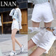 Lnan White Reped Dephings para mujeres 2024 Summer NUEVO VERSATILE VERSATILLO TIEMPO DE LA TIENA HIGA FURA Pantalones de pierna ancha 9903-Código de cintura alta de 28/L Recomendado 100-110Jin [Jin iguala 0.5 kg]