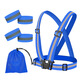 Reflective vest for night running, bicycle, night riding, reflective strap-type elastic reflective vest set, 1 strap + 2 arm straps + storage bag