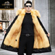 Classic car mink velvet parka men's winter mid-length detachable liner fur all-in-one coat hooded thickened coat dog hair liner extended style detachable liner 5XL (recommended 180-210Jin Jin equals 0.5 kg)