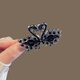 Zhuo Keke Black Swan Sparkling Diamond Medium Size Clip Women's Exquisite Hairpin Half-Pieced Shark Clip on the Back of the Head Temperament Hair Clip Headwear Black Temperament Medium Size Swan Clip