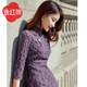 E.Beauty Du Nuo 2025 Autumn New Rose Disc Button Lace Cheongsam New Chinese Style Dress for Women Cardamom Purple L