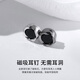 SINCE YOU Mobius silver earrings for men, retro personalized black earrings, 2025 new magnetic ear clips for women without pierced ears, silver white - black onyx magnetic style (single)