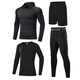 Dika children's tights training clothes quick-drying clothes for boys and girls autumn and winter basketball football base clothes sports fitness clothes set black jacket + black line 4-piece set 26 size recommended 130-140 high 60 Jin Jin equals about 0.5 kg