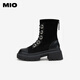 Mio 2023 Winterrunde Zehen High Heels Dünne Stiefel Metallschnalle Kühle Dicke Sohle Martin Boots Frauen schwarz 39
