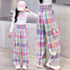 Pantalones de Disney Girls Spring 2024 Pantalones de trabajo para niños nuevos Pantalones de niñas Dopamine Pantalones casuales de pierna ancha de tamaño mediano 15053 Gray 120 cm