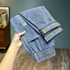 
2025 spring and summer thin elastic waistless jeans men's lace-up simple loose large size casual elastic harem pants light blue 675 thin model 32 (recommended 135-145Jin [Jin equals 0.5 kg])