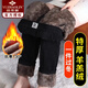 Yu Zhaolin plus fleece pants for women, winter thickened corduroy mom pants, straight-leg chenille windproof warm pants for the elderly, black, extra thick sherpa 2XL recommended 100-115Jin Jin equals 0.5kg