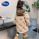 Disney Girls Down Jacket 2025 Winter New Children's Thickened Jacket Medium and Large Children's Winter Mid-Length Jacket Khaki 160