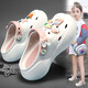 LINGLI Girls' Crocs Children's Slippers 2026 New Summer Baotou Beach Shoes Medium and Large Children's Sandals Girls' Sandals 1903 Beige 31 31-32 Same Size