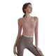 Youyou yoga wear women's sports top with chest pad Pilates dance suit design long-sleeved tight J32014Y pink with chest pad XL