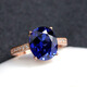 Chuhuang Tanzanite Sapphire Ring Live Simple Women's Tanzanite Silver Ring Trendy Jewelry Royal Blue Color Rose Gold (Main Stone 8X10mm) Live
