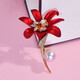 QUAMER gold store style red rose brooch, high-end women's 2024 new fashion, personality, temperament, small fragrant breast, lily red flower