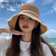 Chaneelr / Karith Sun Protection Hut Frauen 2025 Neues gestrickter Strohhut Sommer dünner Fischer Hat Geburtstag Nische Geschenk für Freundin Frau Brown Farbe Verstellbar