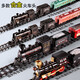 Electric train track car set alloy toy boy simulation children's retro steam train model gift plus size steam train red carriage 2+ carbon car