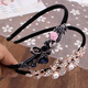 Qumeisi imitation pearl hairband for women, simple Korean headwear, rhinestone bow, versatile headband for going out, bangs clip, hairpin for women, flower after flower