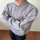 Tanghao (tanghao) Korean version of the new men's relaxed old money knitted sweater, lazy and versatile henley bottoming long-sleeved autumn and winter black high quality XL