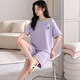 猫人睡衣女柔软舒适透气纯棉家居服宽松休闲短袖套装 货号：GH-14105 M 推荐体重80-100斤