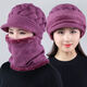 Weilang hat women middle-aged and elderly winter casual thickened woolen hat plus velvet warm scarf mother hat one-piece wine red one size