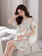 Zhenyunyuan ice silk nightgown for women in summer 2025 new summer emulation silk short-sleeved long pajamas for women pregnant mother dress 9921 M