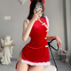 Zokale Christmas Dating Jacket Uniform Suit New Year Party Dress Sexy Underwear Women Extremely Seductive Sexy Pajamas Exciting 673 Christmas Backless Cheongsam [Christmas Skirt + T-Pants] One Size [Suggested Weight: 80-130Jin [Jin equals 0.5 kg]]