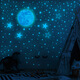 
Dilanmu 30CM luminous moon glowing stars creative fluorescent wall stickers children's room decoration cartoon starry sky stickers from (blue light) 1 moon + 1049 star dots_