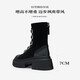 Mio 2023 Winterrunde Zehen High Heels Dünne Stiefel Metallschnalle Kühle Dicke Sohle Martin Boots Frauen schwarz 39