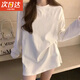 JIOESC long-sleeved t-shirt women's white Korean style loose bottoming shirt 2024 spring and autumn new style pure white top can be worn outside white long-sleeved M recommended 90-110Jin Jin equals 0.5 kg