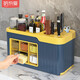 Nafenai Kitchen Seasoning Box Storage Rack Multifunctional Household Kitchenware Countertop Storage Rack Condiment Rack Knife Rack Chopstick Tube Large Countertop Style-6 Grid Seasoning Box Blue Yellow