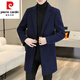 Pierre Cardin (Pierre Cardin) Down Lined Double-sided Woolen Coat Men's Wool Woolen Windbreaker Mid-Length Cashmere Jacket Spring Autumn Winter Men's Clothing Black (70 Wool) L 120-140Jin Jin is equal to 0.5 kg