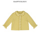 Happyology British children's shirts, girls' autumn tops, pure cotton long-sleeved earring lapel shirt, mustard yellow 86 (86cm)