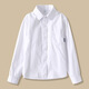 Xin Yueqing Spring and Autumn Boys' Pure Cotton White Shirt Primary and Secondary School Uniforms Children's Performance Clothes Girls College Style White Shirt Women's No Pockets Round Neck Loose Version Plus Velvet (Fat Treasure) 150 cm