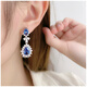 Guanpu Pavilion Fat Donglai's same style tanzanite earrings, tanzanite sapphire 925 silver earrings, high carbon diamond style, trendy and exaggerated tanzanite blue earrings, total size is about 31*6mm