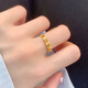 Zhijue's new 999 solid gold four-leaf clover ring 24K gold plain ring pure gold open glossy ring 0.01g four-leaf clover open ring